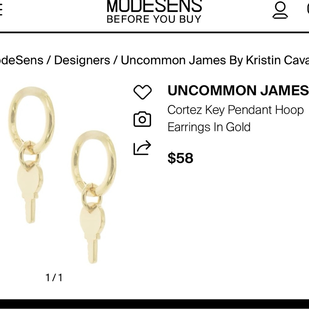 Uncommon James Tiny Key Hoops - image 2